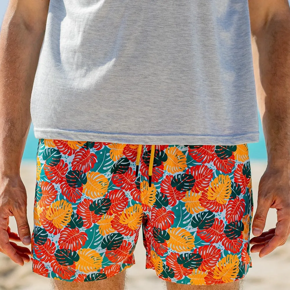 Men summer swimwear Colorful Leaves