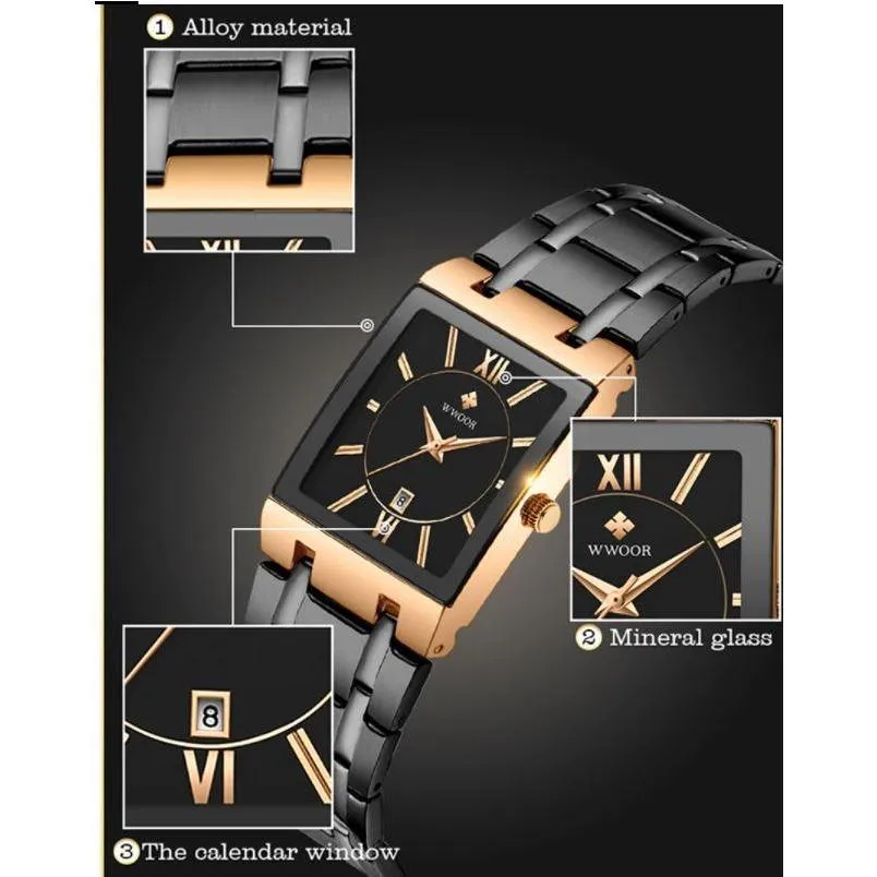 Men top brand luxury square design style wrist watches