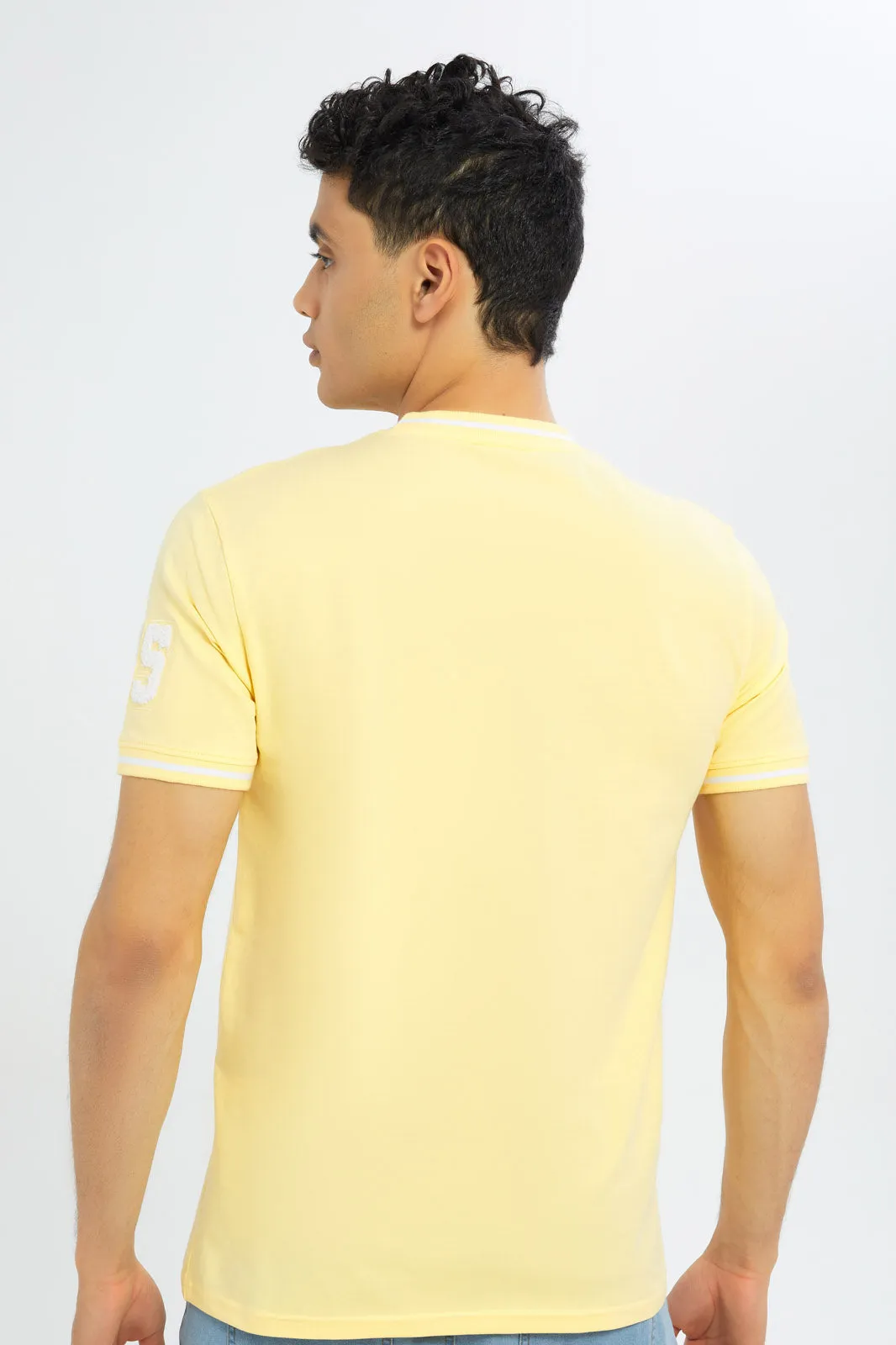 Men Yellow T-Shirt With Applique