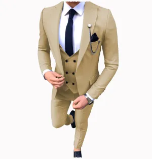 Men's 3 Piece Suit Slim Fit Suits One Button Formal Wedding Prom Suits (Blazer   Vest   Pants)