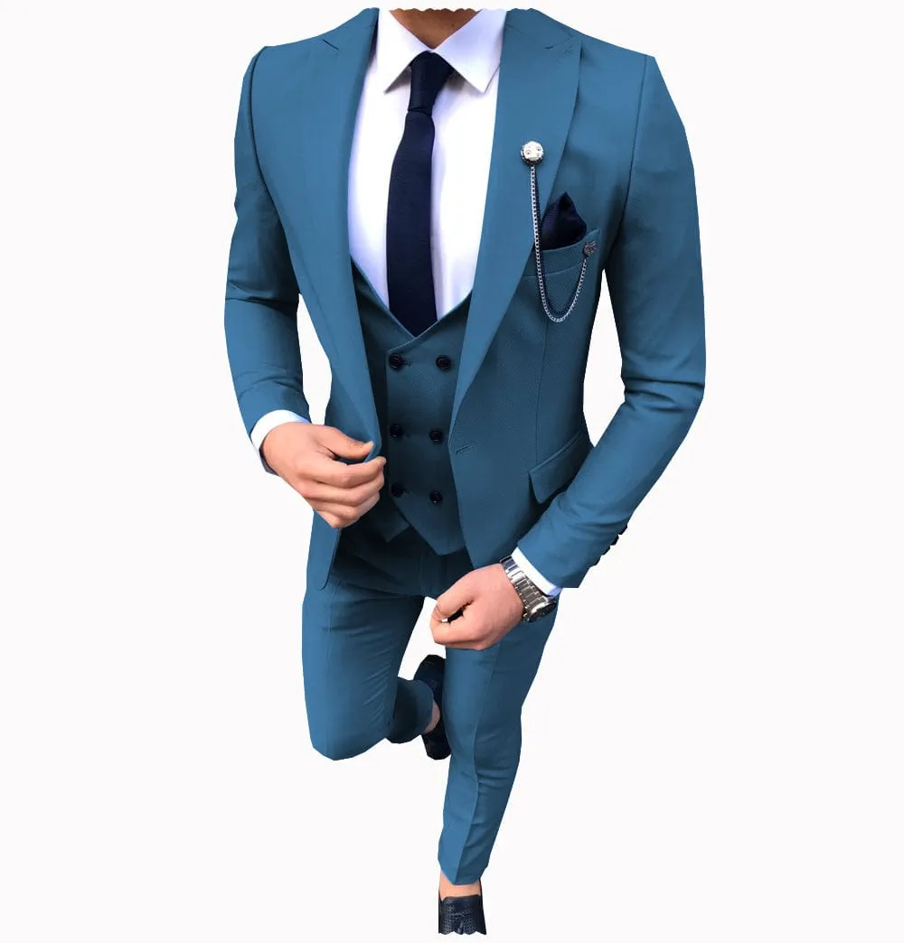 Men's 3 Piece Suit Slim Fit Suits One Button Formal Wedding Prom Suits (Blazer   Vest   Pants)