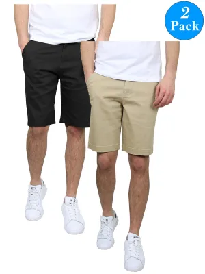 Men's 5-Pockets Flex Stretch Cotton Chino Shorts (2-Pack)