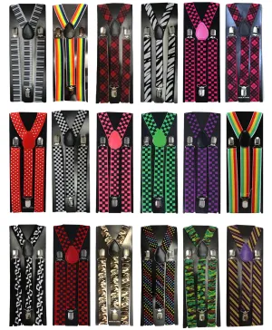 Men’s Adjustable Printed Designs Slim Braces 2.5 Cm Wide Trouser Suspenders Clip on Fancy Dress Accessory