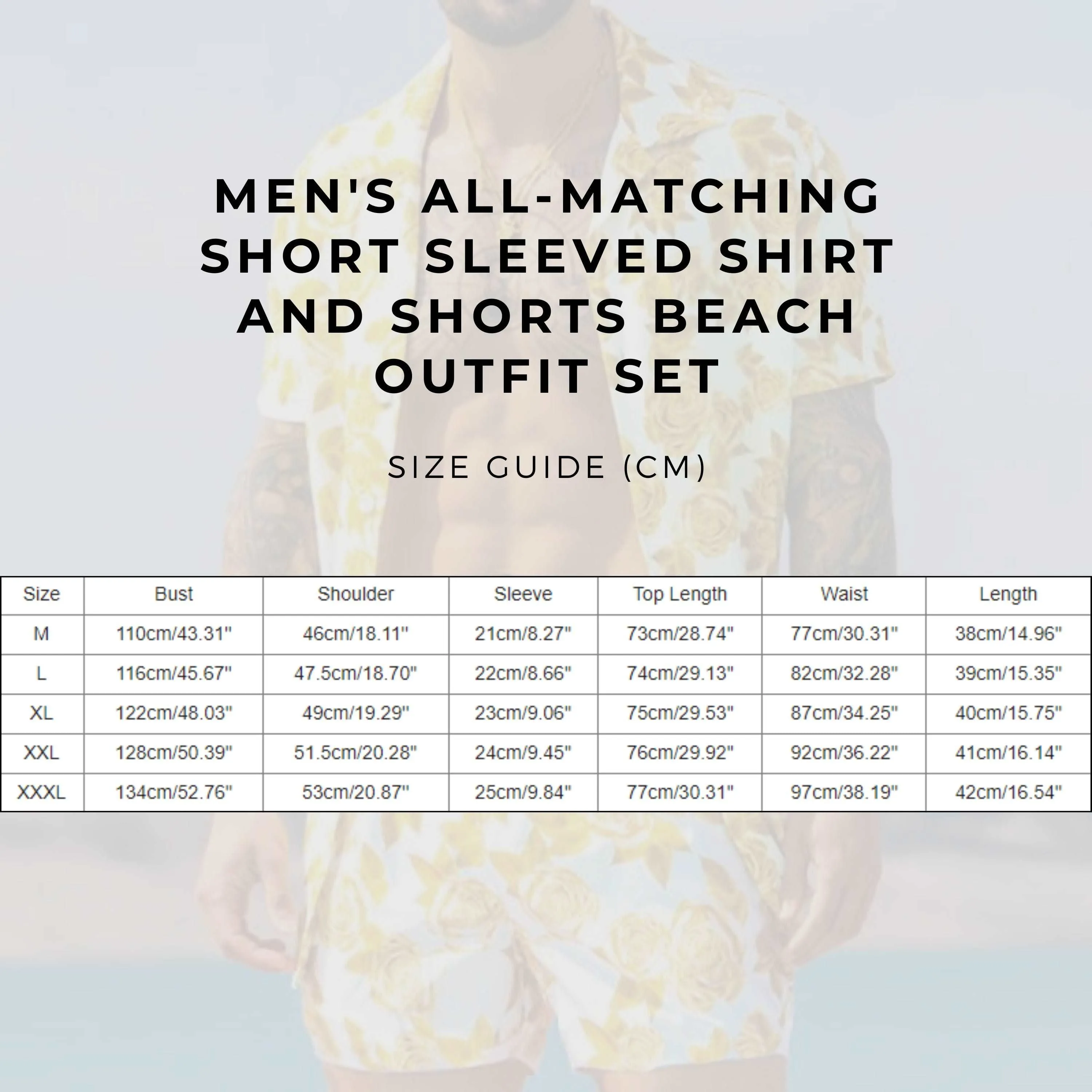 Men's All-matching Short Sleeved Shirt and Shorts Beach Outfit Set