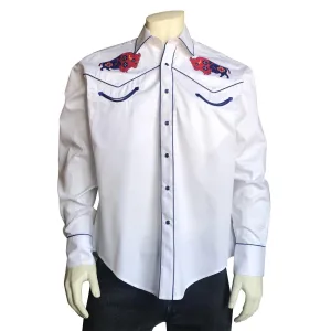 Men’s American Bison White Embroidered Western Shirt