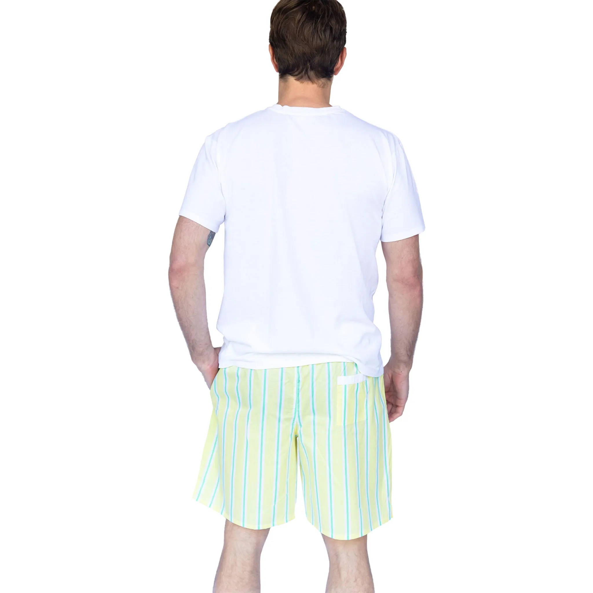 Men's Andy Cohen Yellow   Green Stripe Sleep Shorts