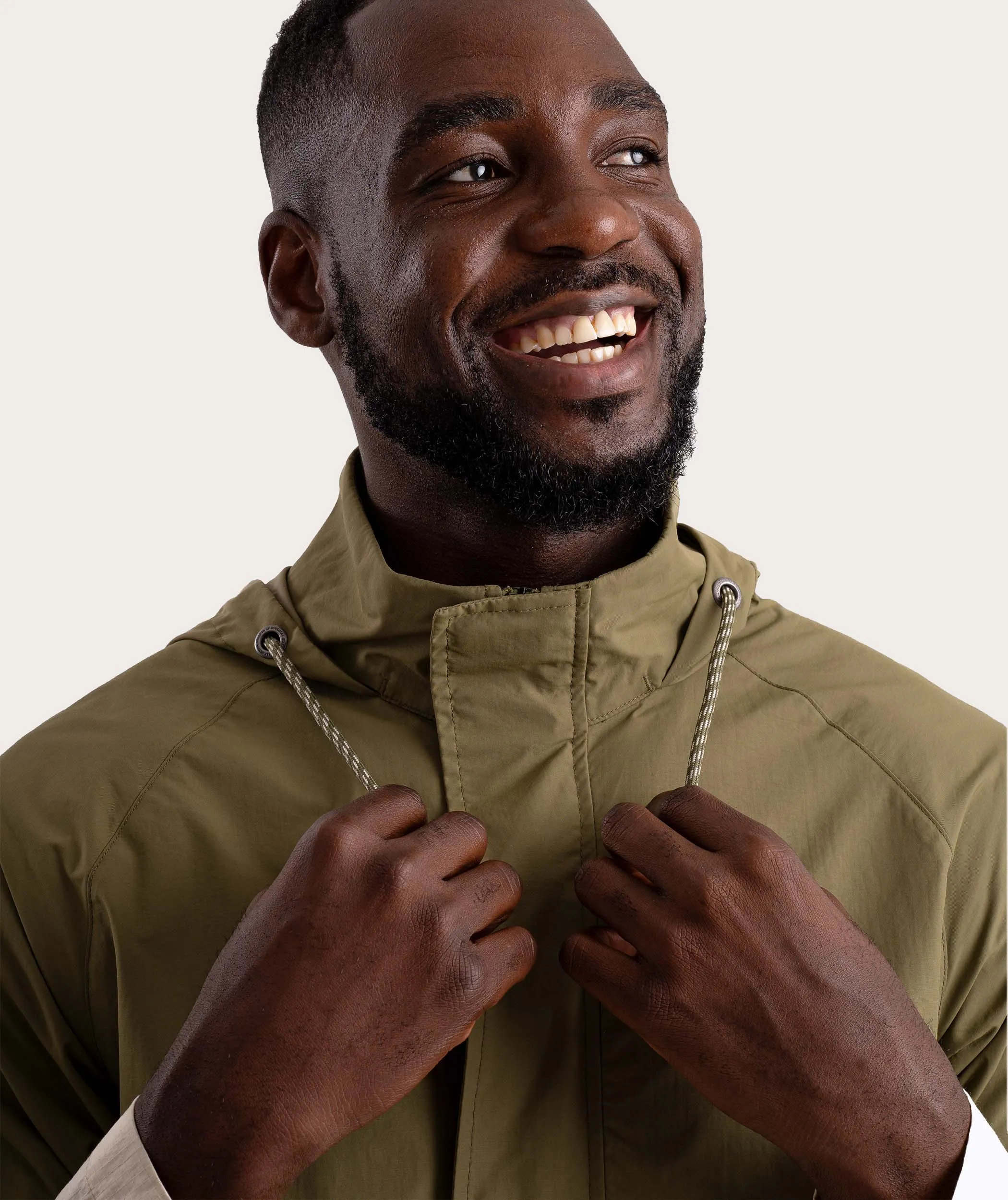 Mens Anorak - Green Colour block