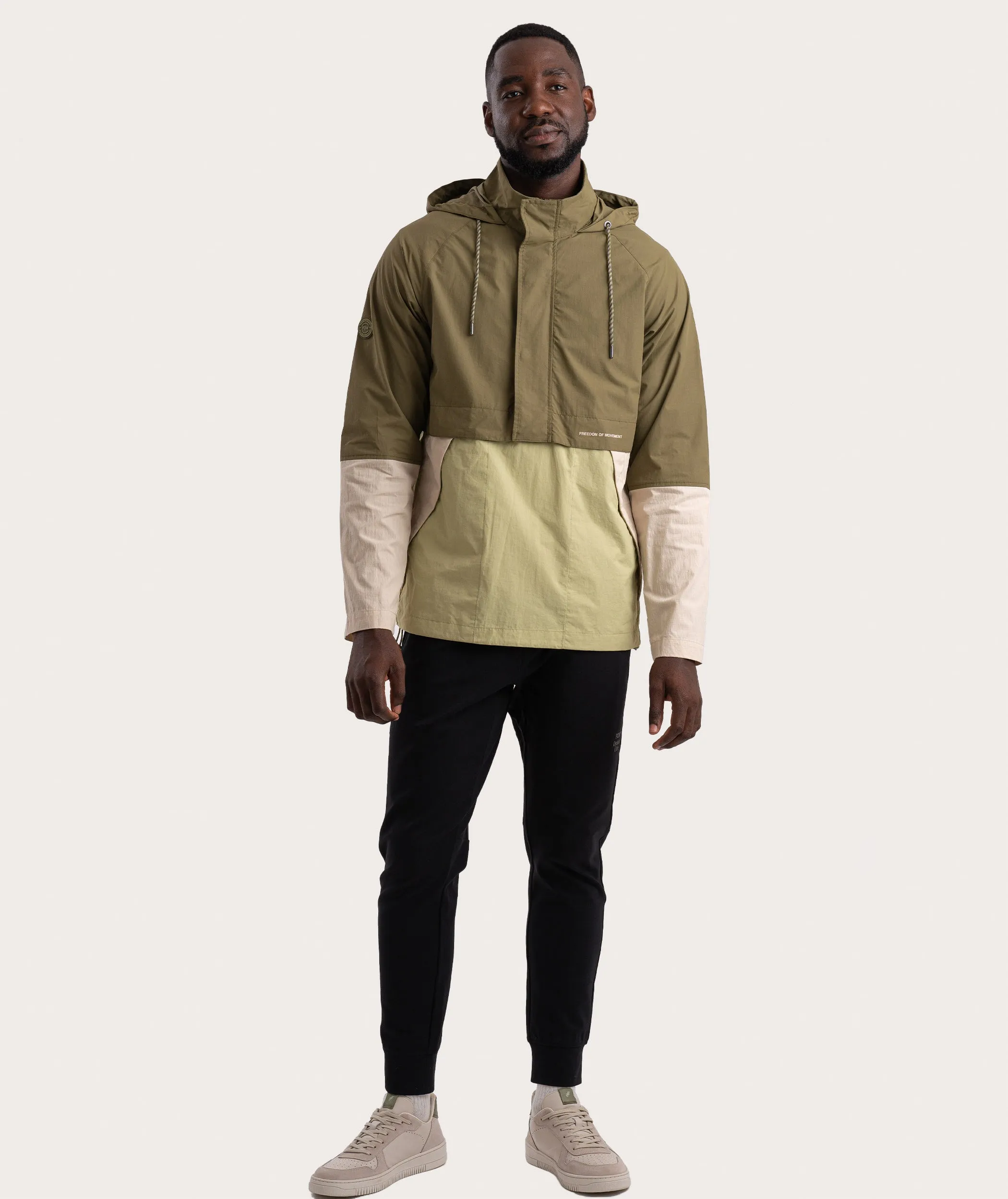 Mens Anorak - Green Colour block