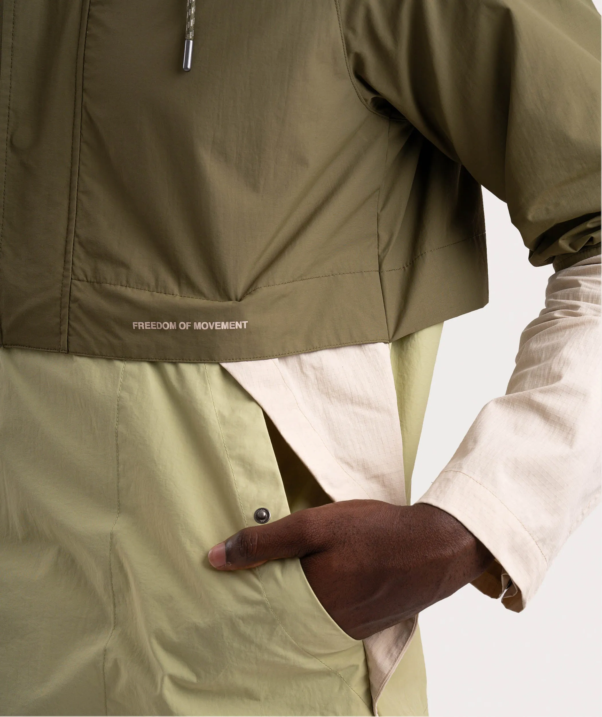 Mens Anorak - Green Colour block