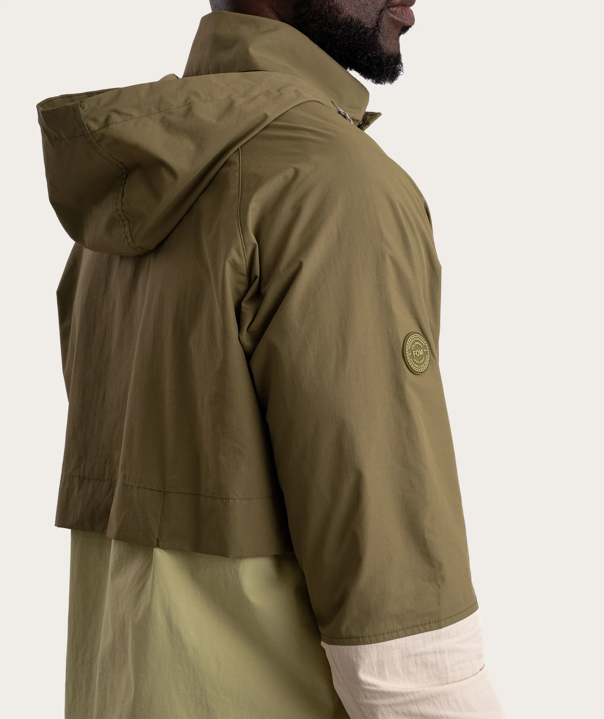 Mens Anorak - Green Colour block