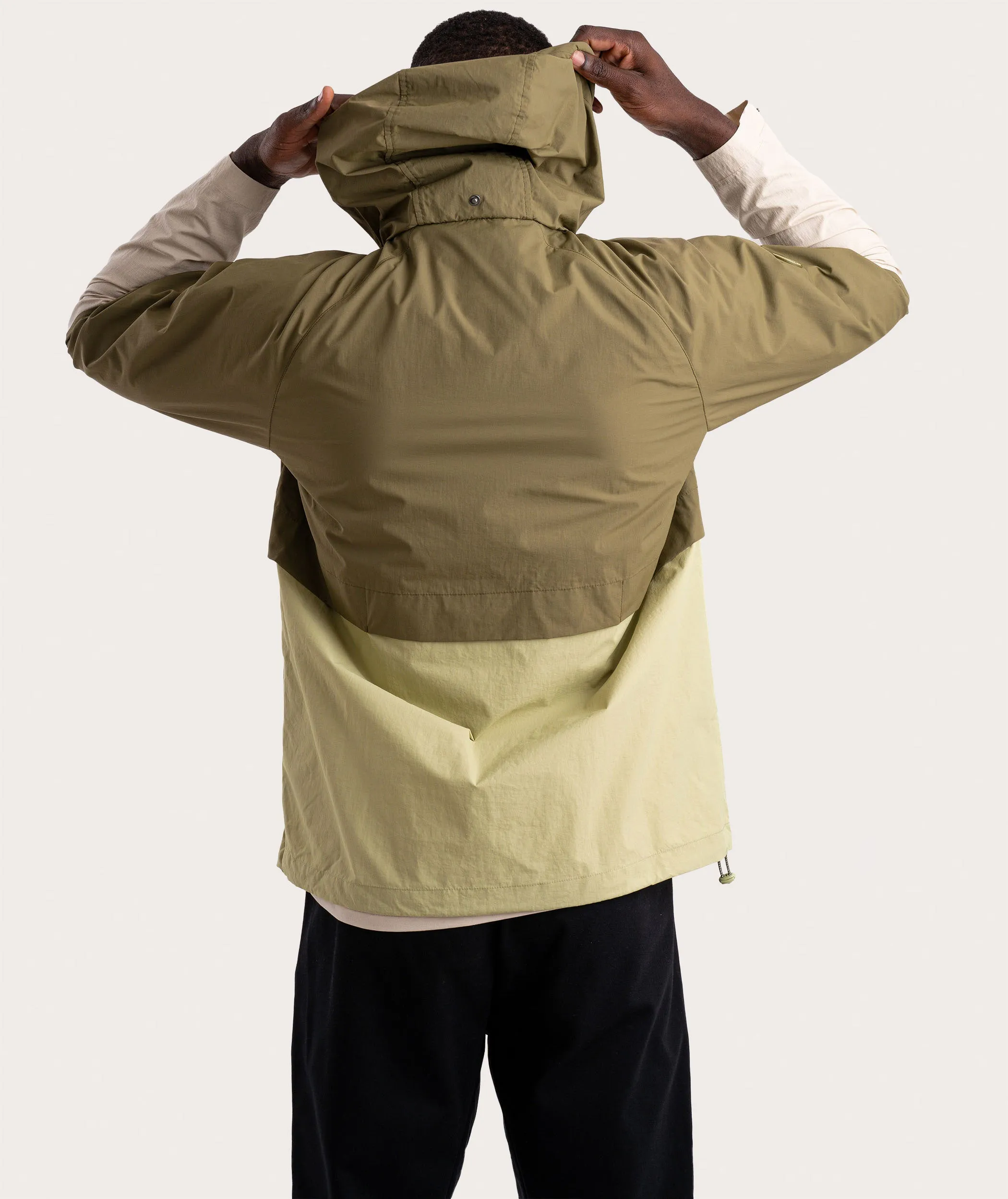 Mens Anorak - Green Colour block