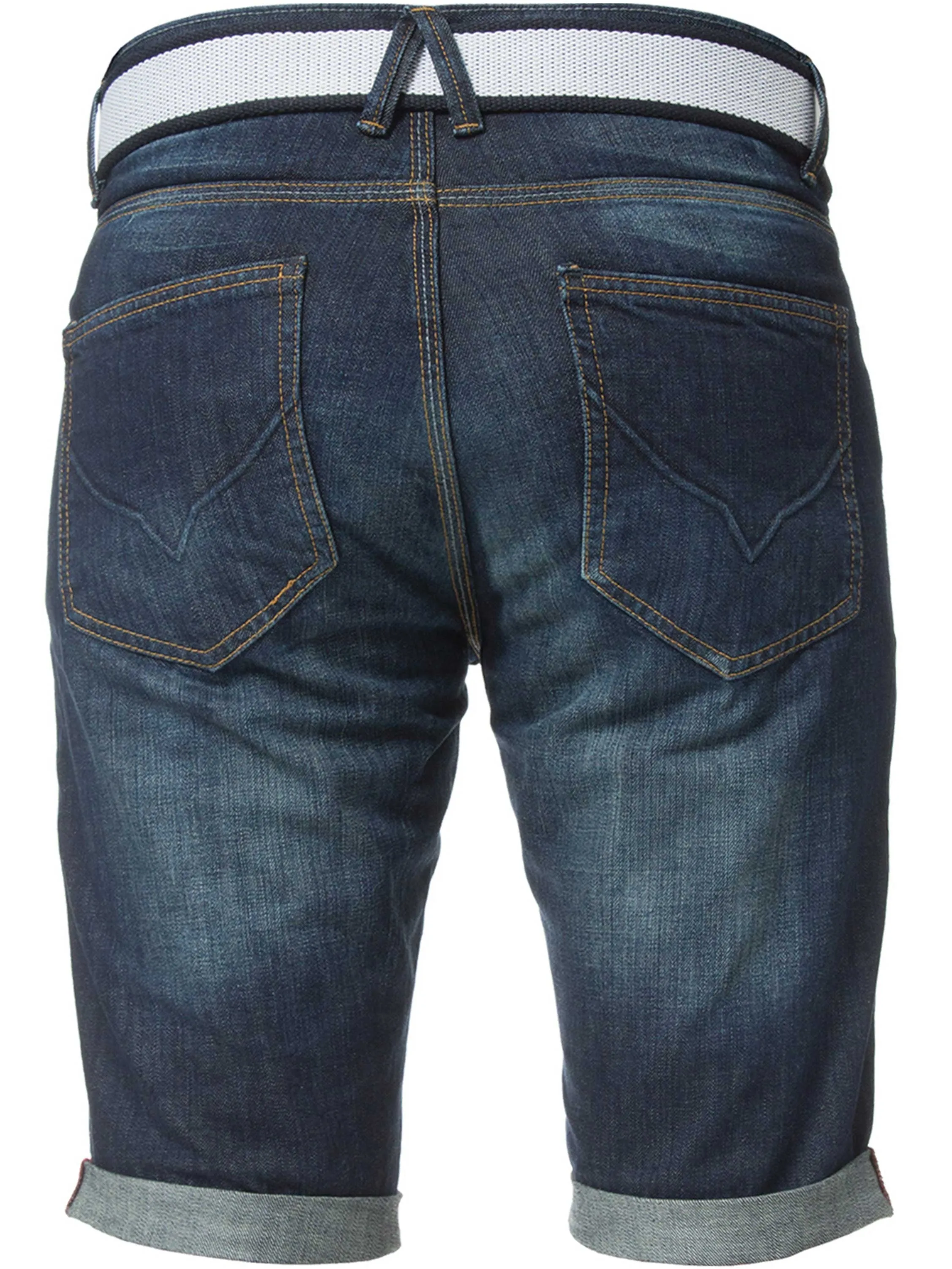 Mens APT Dark Blue Slim Fit Denim Shorts | APT Designer Menswear