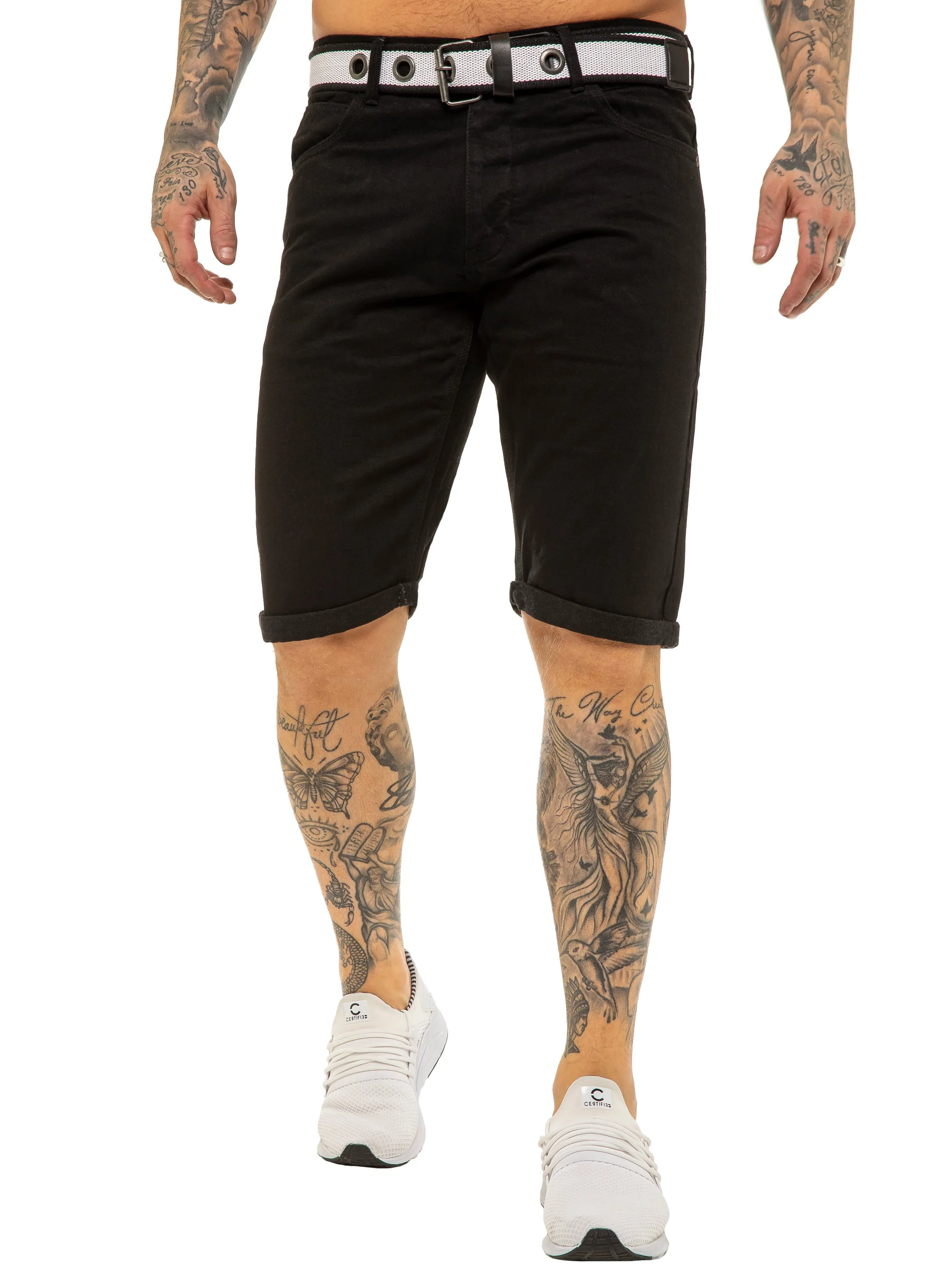 Mens APT Dark Blue Slim Fit Denim Shorts | APT Designer Menswear