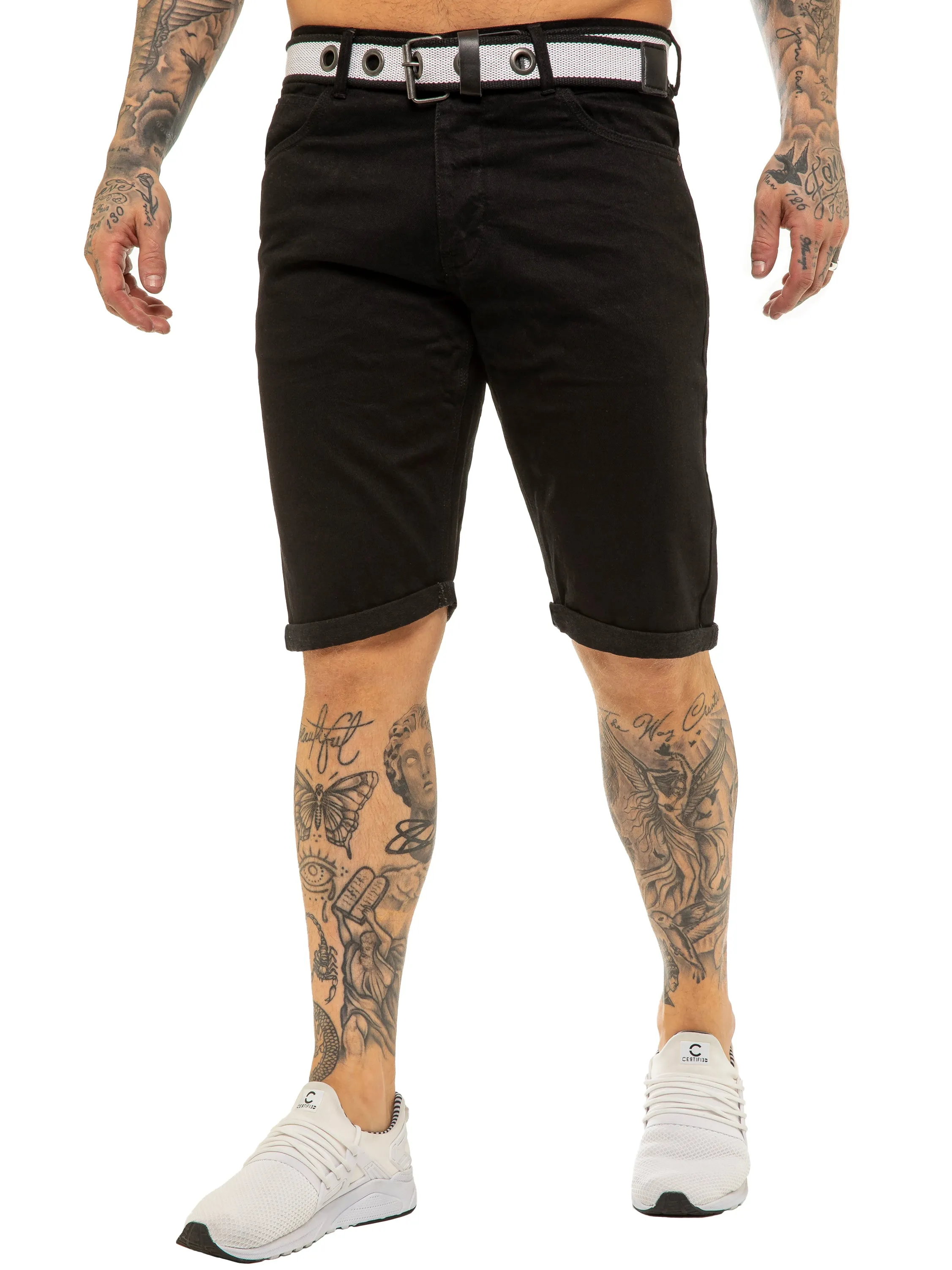 Mens APT Dark Blue Slim Fit Denim Shorts | APT Designer Menswear