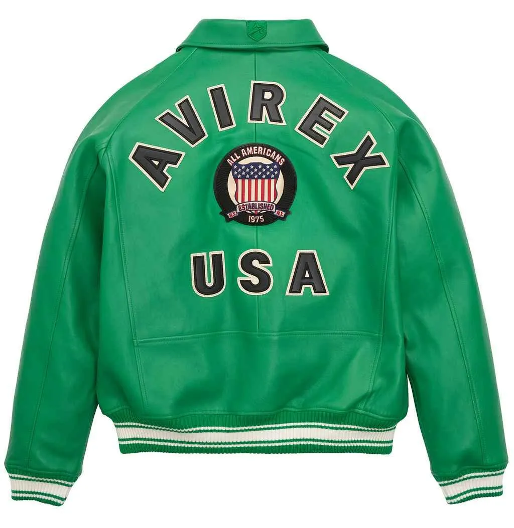 Mens Avirex Icon Green Leather Jacket