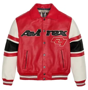 Mens Avirex The Legend Red Leather Jacket