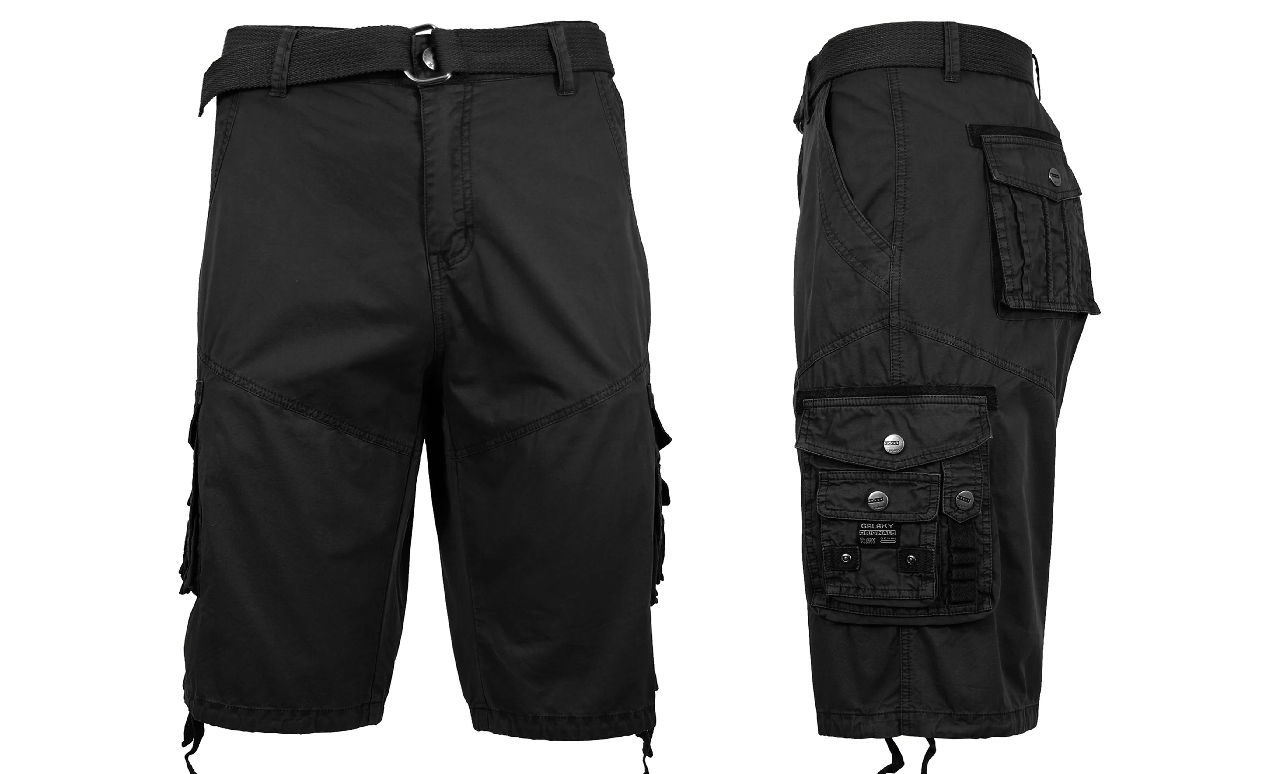 Mens Belted Cotton Vintage Cargo Shorts