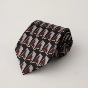 Men's Black & Brown Geometric Motifs Design Necktie