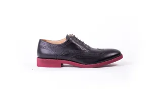 Men's Black & Red Sole Brogue Wingtip