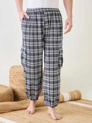 Mens Black Checks Lounge Pants