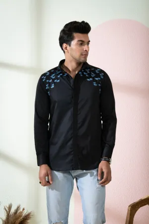 Men's Black Color Blux Full Sleeves Shirt - Hilo Design