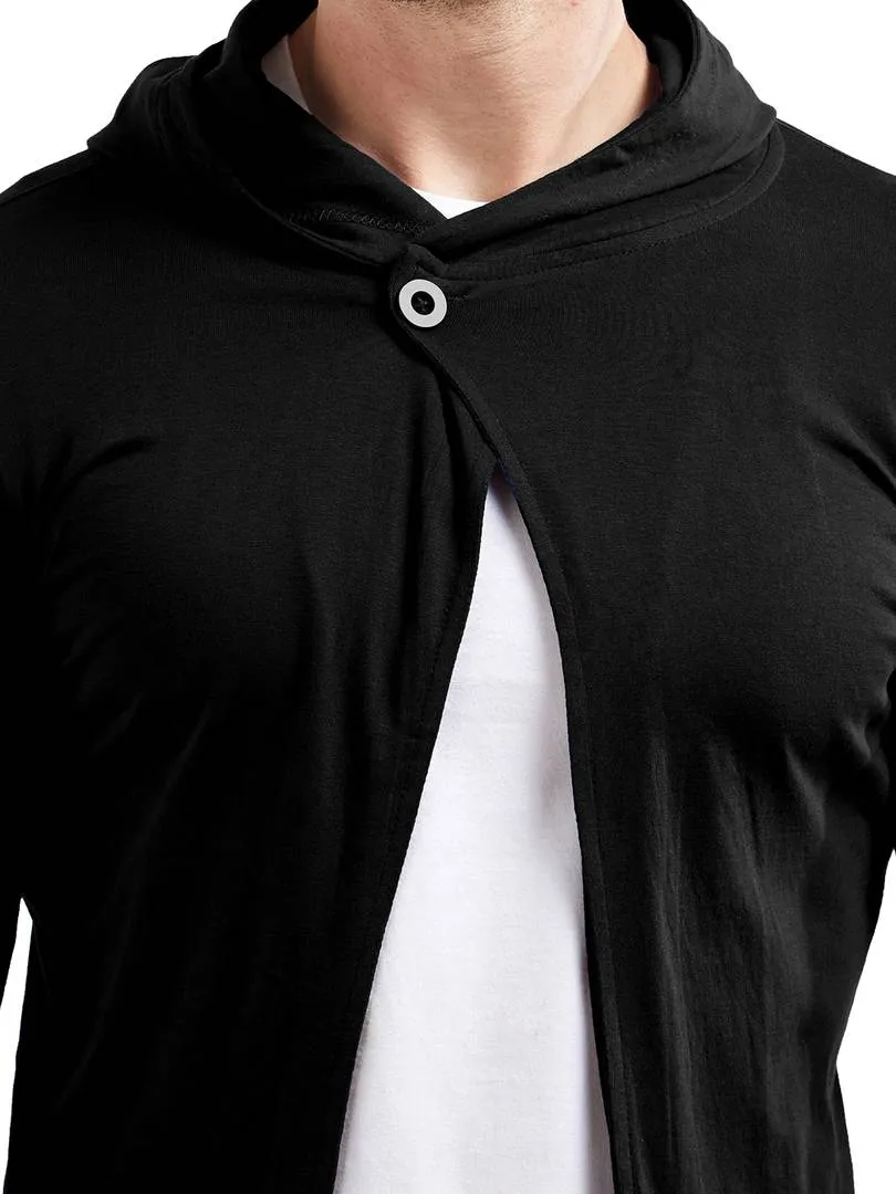 Men's Black Cotton Solid Shrug