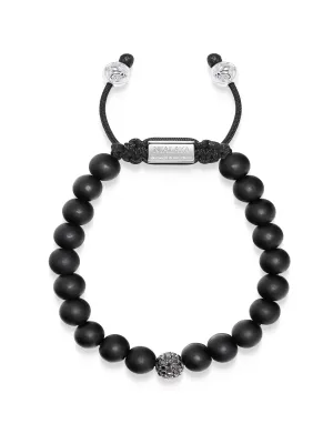 Men's Black Diamond Beaded Bracelet with Matte Onyx