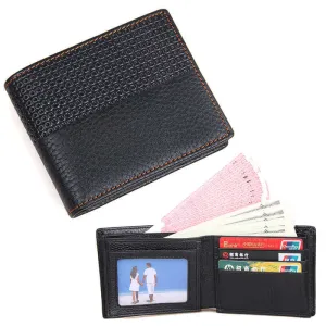 Men's Black Genuine Leather Wallet NZ with Embossed Pattern