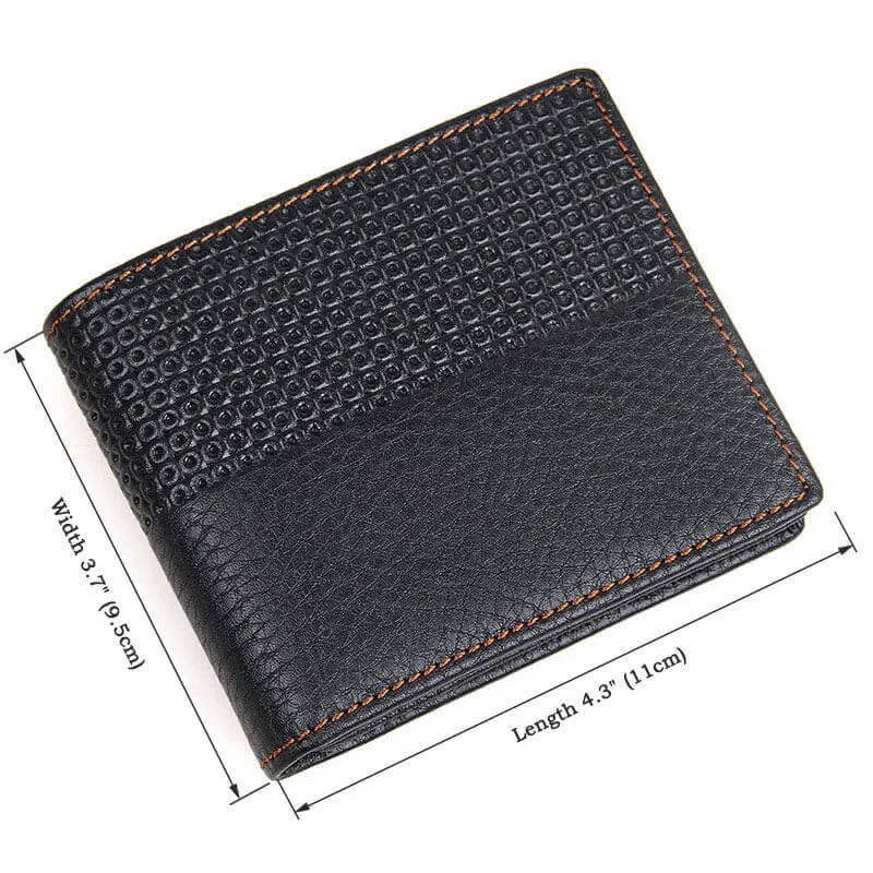 Men's Black Genuine Leather Wallet NZ with Embossed Pattern