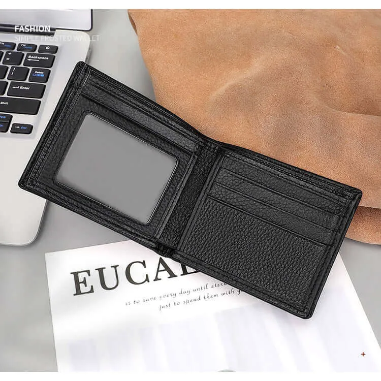 Men's Black Genuine Leather Wallet NZ with Embossed Pattern