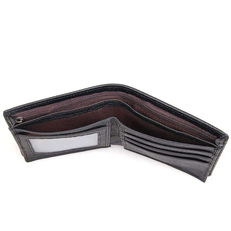 Men's Black Genuine Leather Wallet NZ with Embossed Pattern