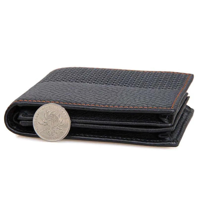 Men's Black Genuine Leather Wallet NZ with Embossed Pattern