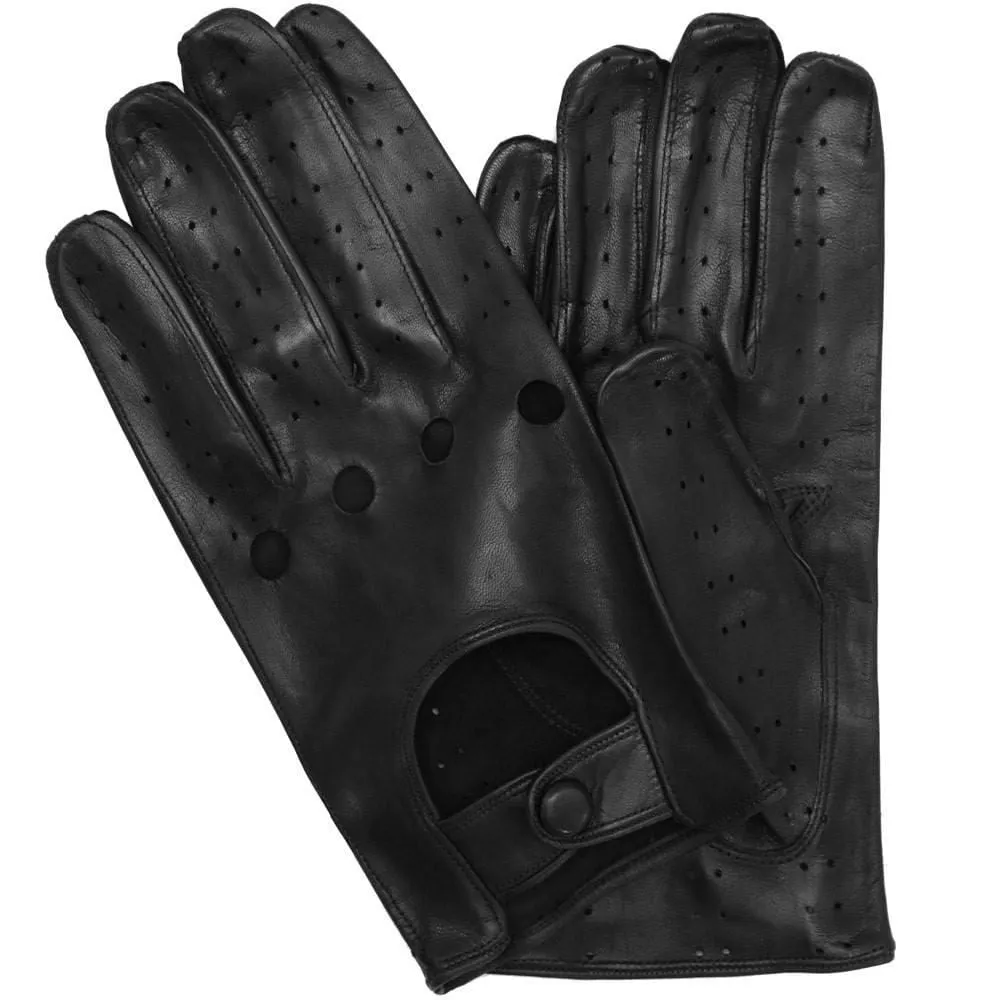 Men's Black Leather Napoli Driving Gloves