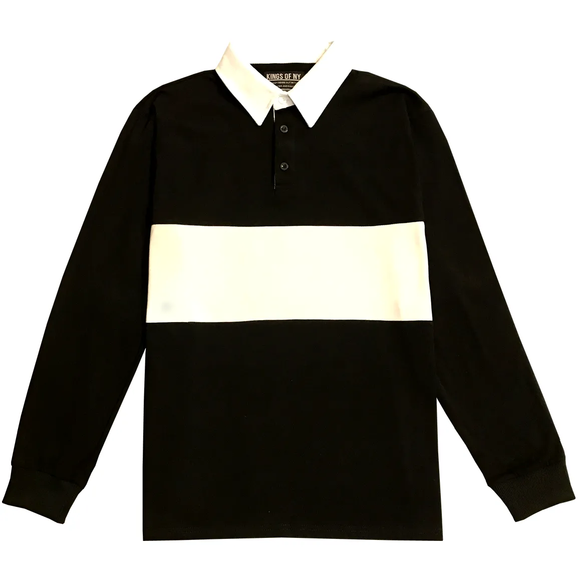 Mens Black Long Sleeve Polo Rugby Shirt