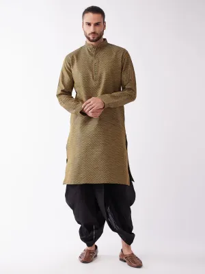 Men's Black Silk Blend Kurta And Dhoti Set - Vastramay