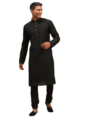 Men's Black Viscose Kurta Pyjama Set - Shrestha By Vastramay