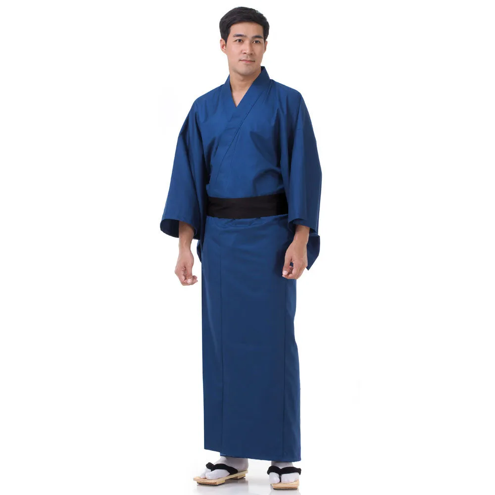 Men’s Blue Budo Japanese Yukata Kimono Robe