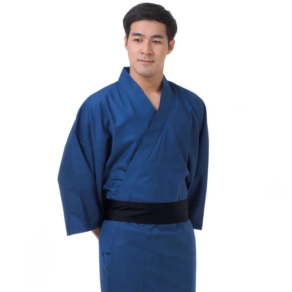 Men’s Blue Budo Japanese Yukata Kimono Robe