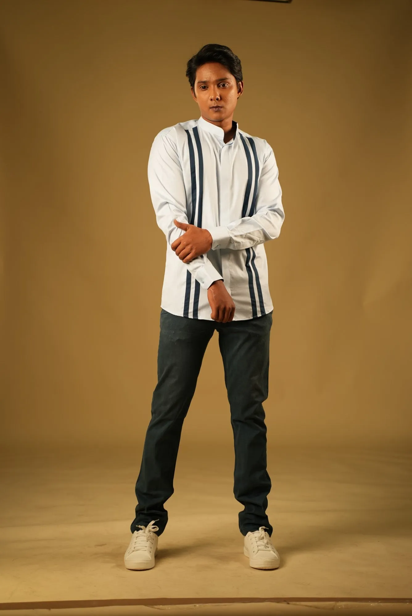 Men's Blue Color Blue Lina Shirt Full Sleeves Casual Shirt - Hilo Design