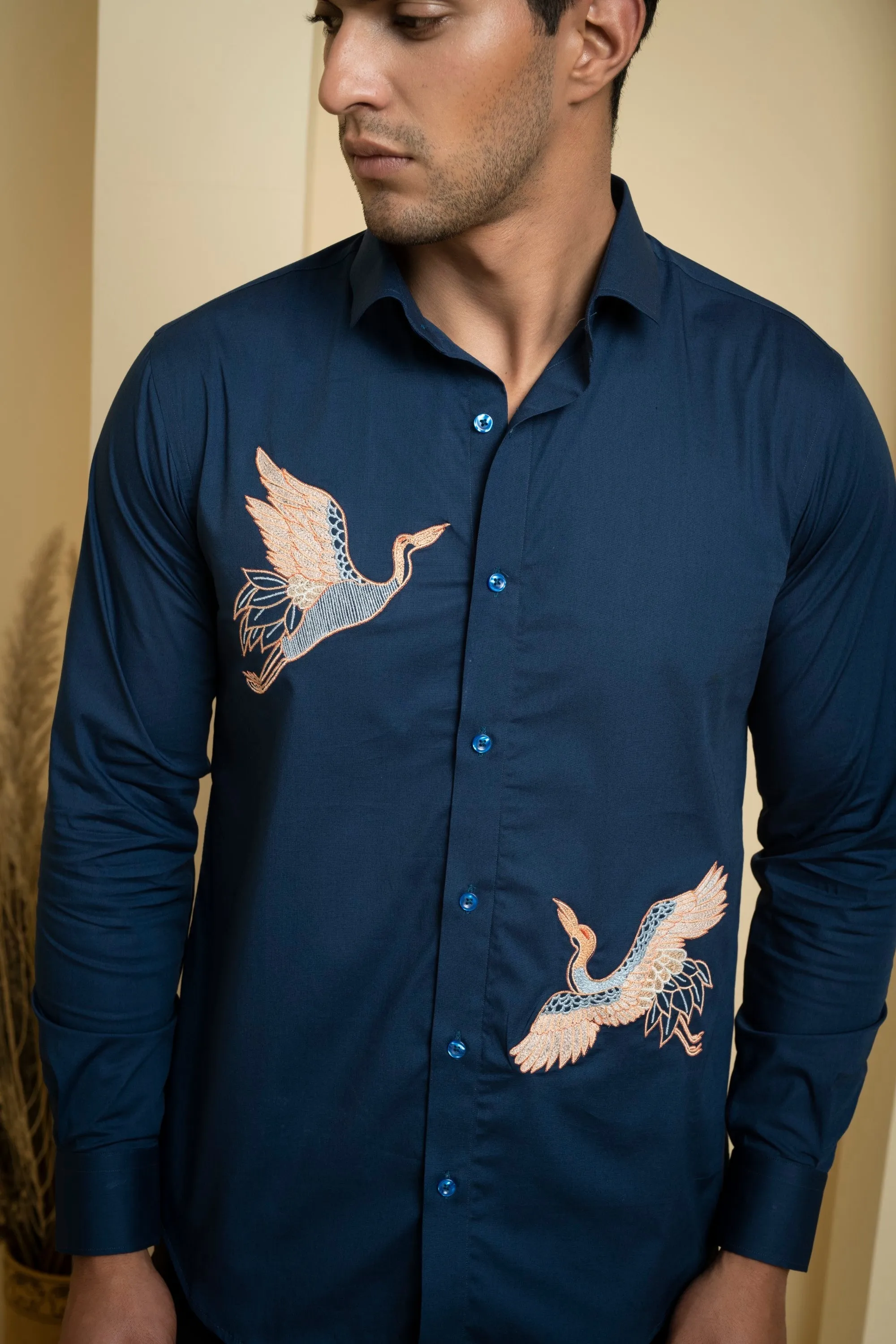 Men's Blue Color Cran Full Sleeves Shirt - Hilo Design