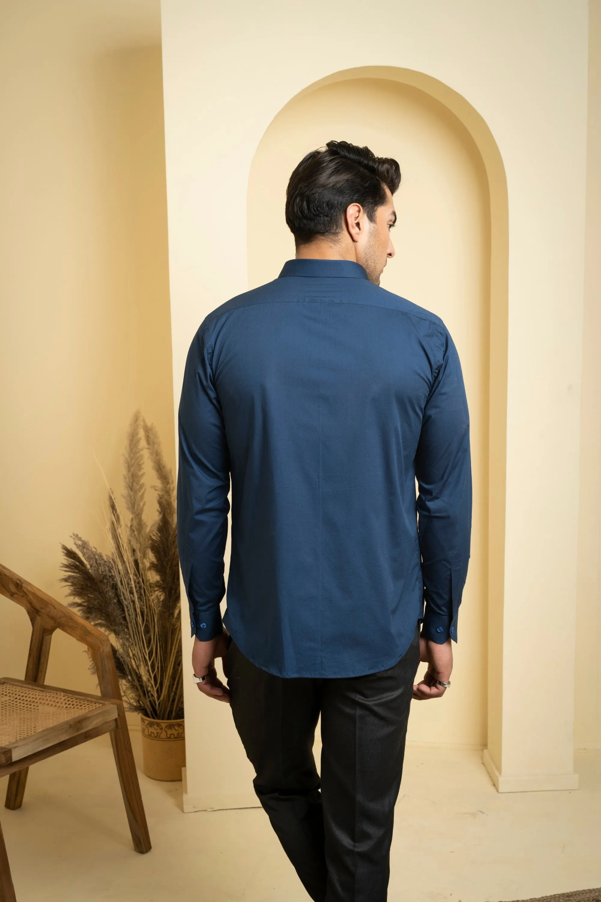 Men's Blue Color Cran Full Sleeves Shirt - Hilo Design