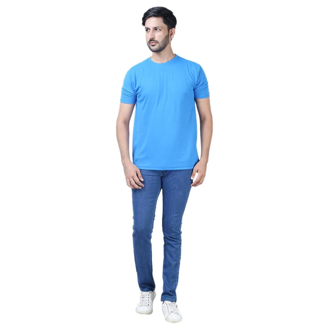 Men's Blue Denim Solid Regular Fit Jeans