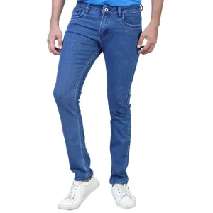 Men's Blue Denim Solid Regular Fit Jeans