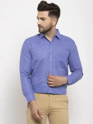 Men's Blue Dobby Solid Formal Shirts - Taantav