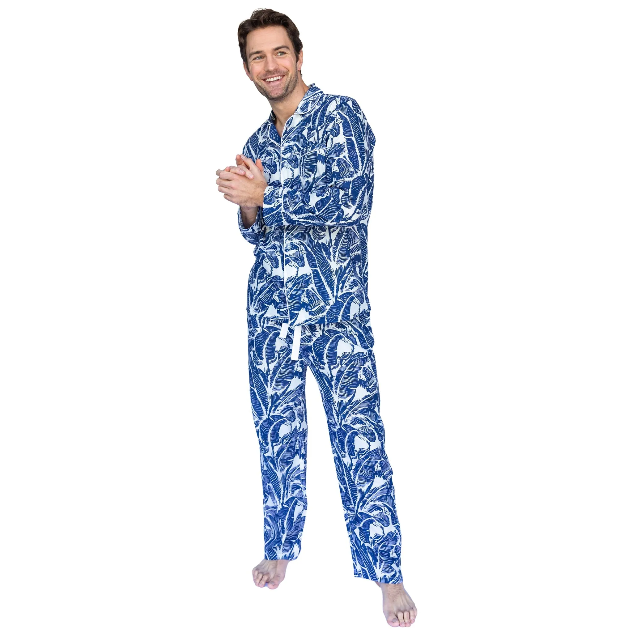 Men's Blue Martinique® Banana Leaf Long Pj Set