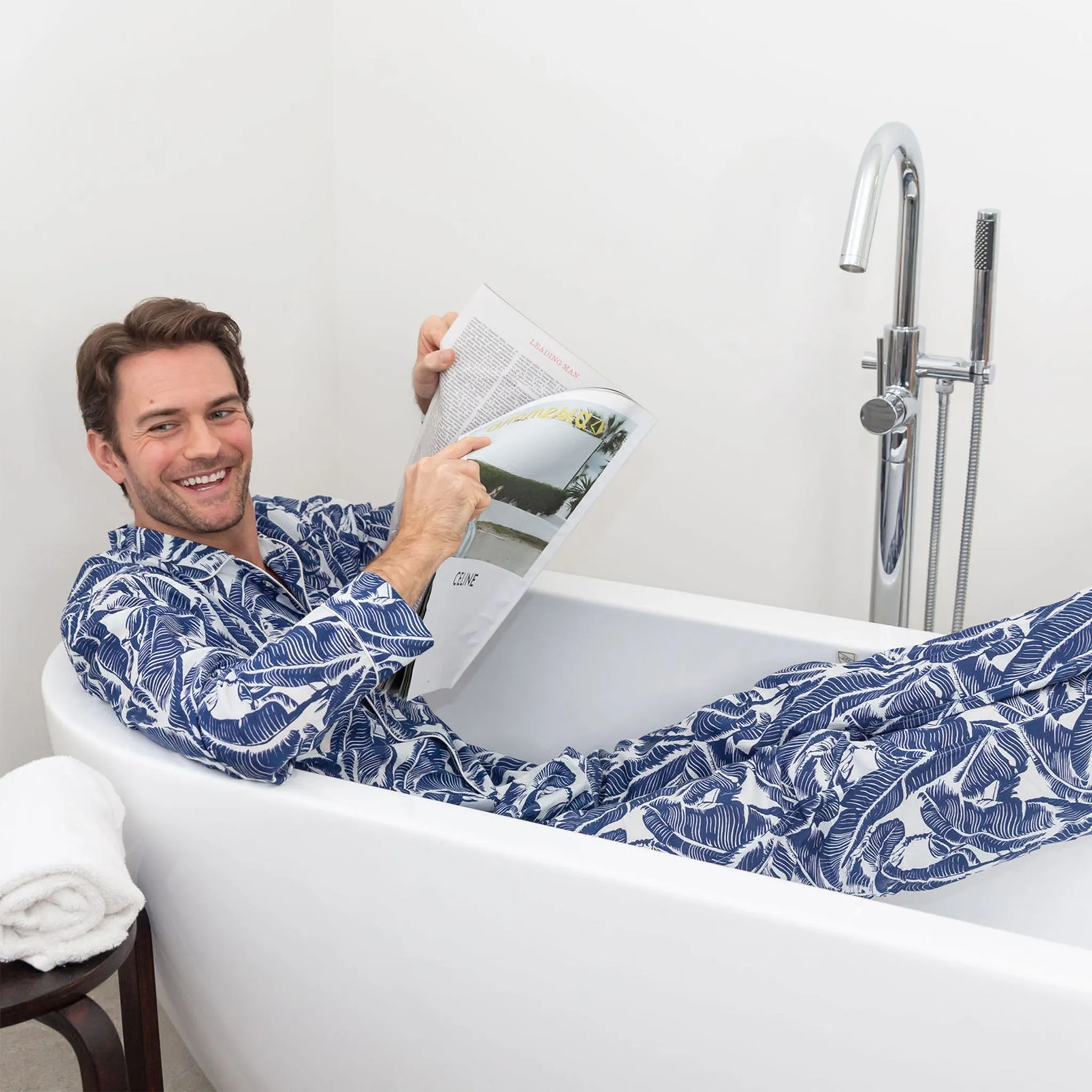 Men's Blue Martinique® Banana Leaf Long Pj Set