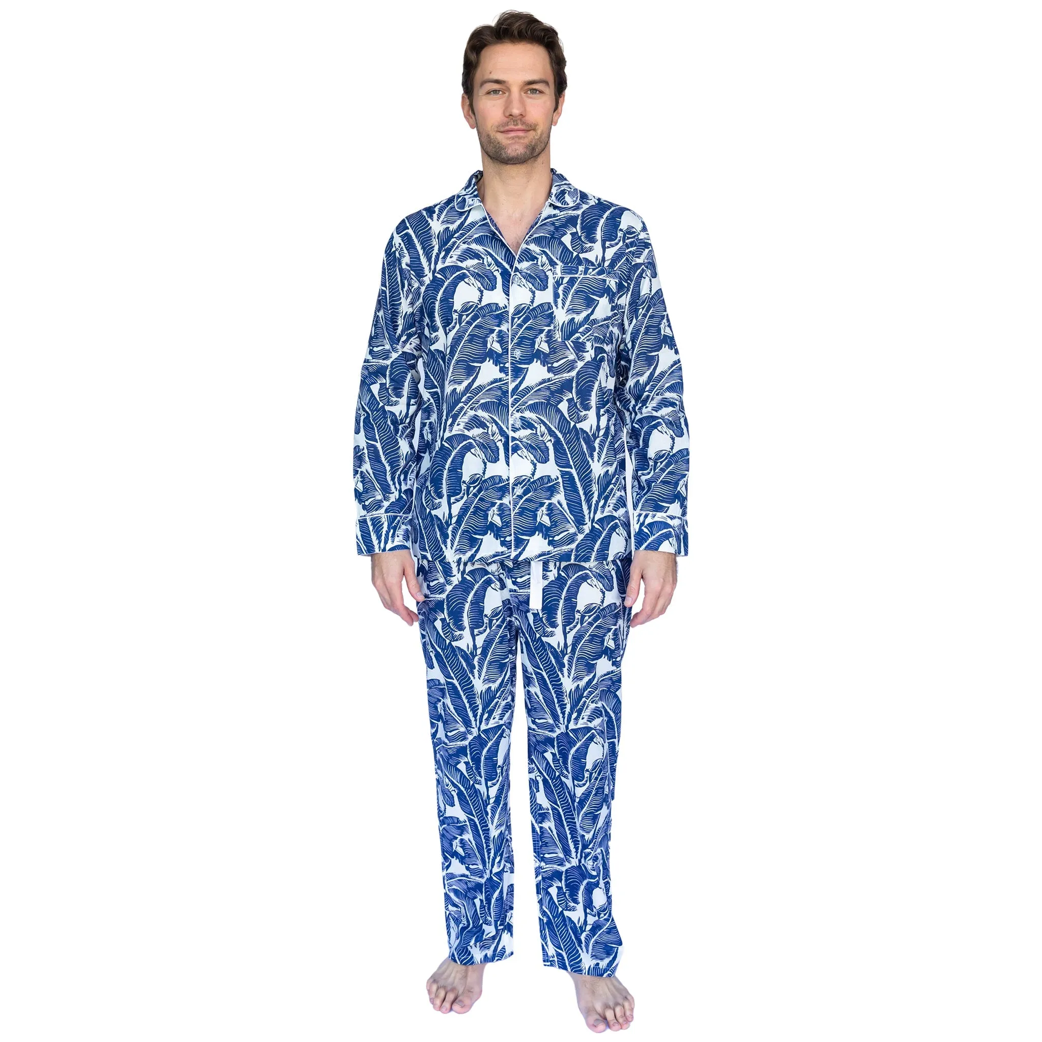 Men's Blue Martinique® Banana Leaf Long Pj Set