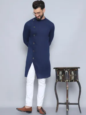 Men's Blue Pure Cotton Sherwani Kurta - Even Apparels