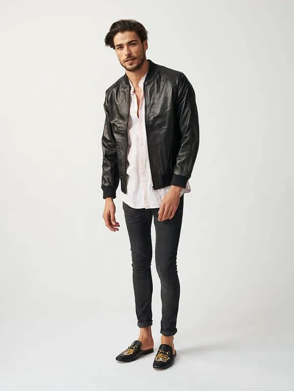 Mens Bolzano Bomber Leather Jacket