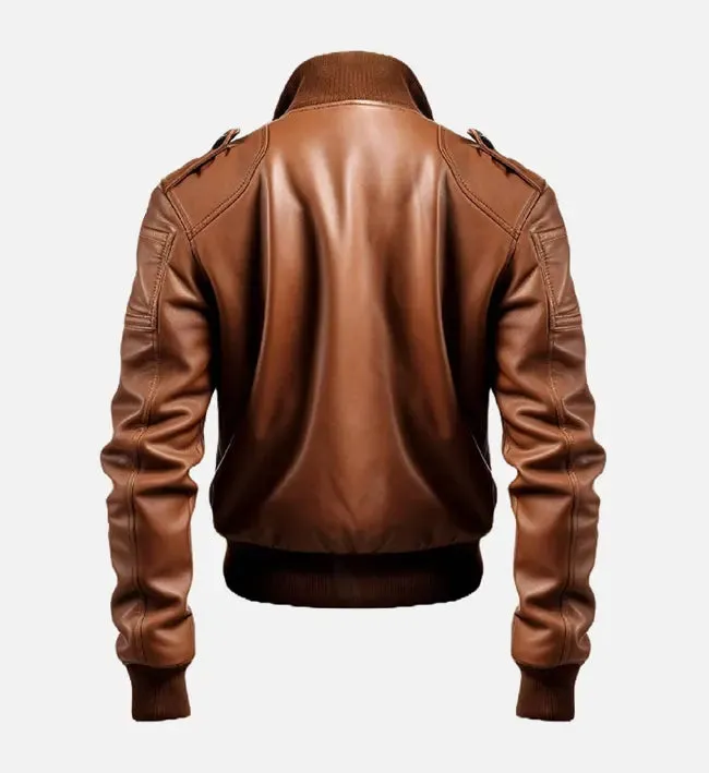 Men's  Bomber Brown Leather Jacket